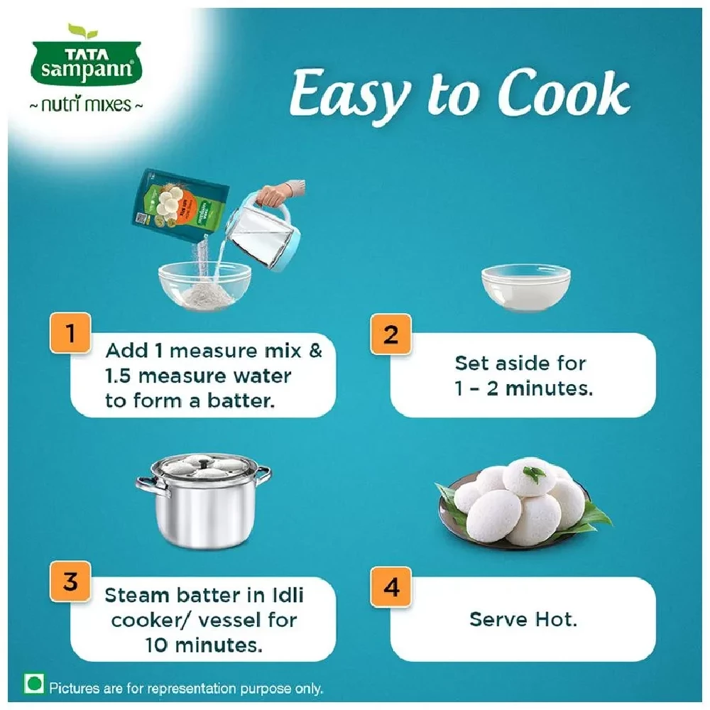 Tata Sampann Fibre Rich Idli Mix - Instant Ready To Cook Mix, 180g-7.webp